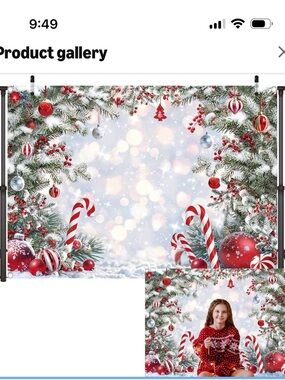 Christmas Candy Cane Backdrop Xmas Tree Winter Snow Scene Photography